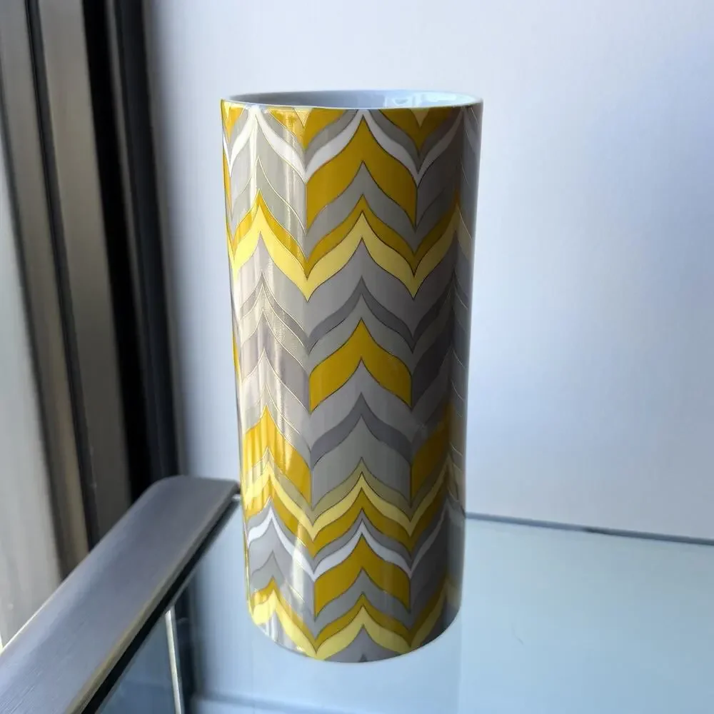 Jonathan Adler Carnaby Yellow Flame Porcelain Cylinder Vase 9